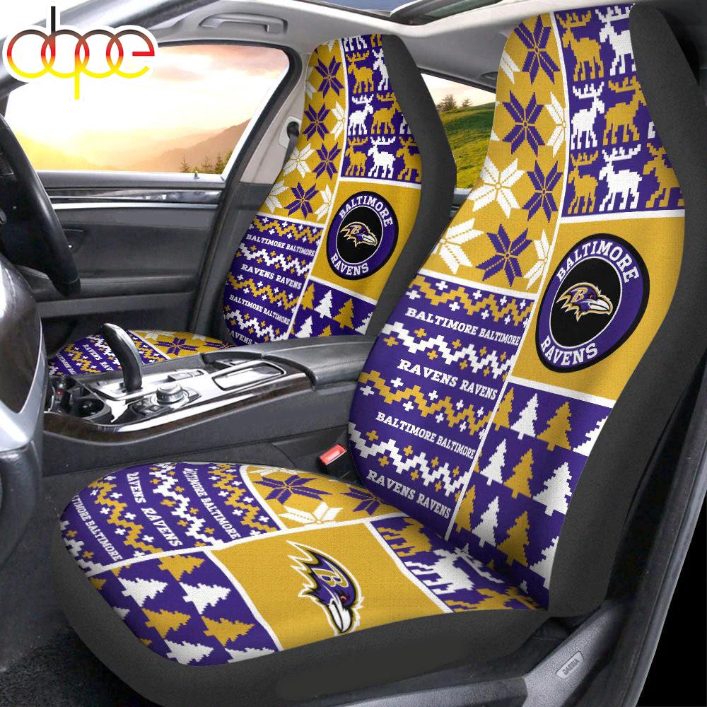 Sportswearmerch Baltimore Ravens NFL Ugly Christmas Car Seat Covers For Fan