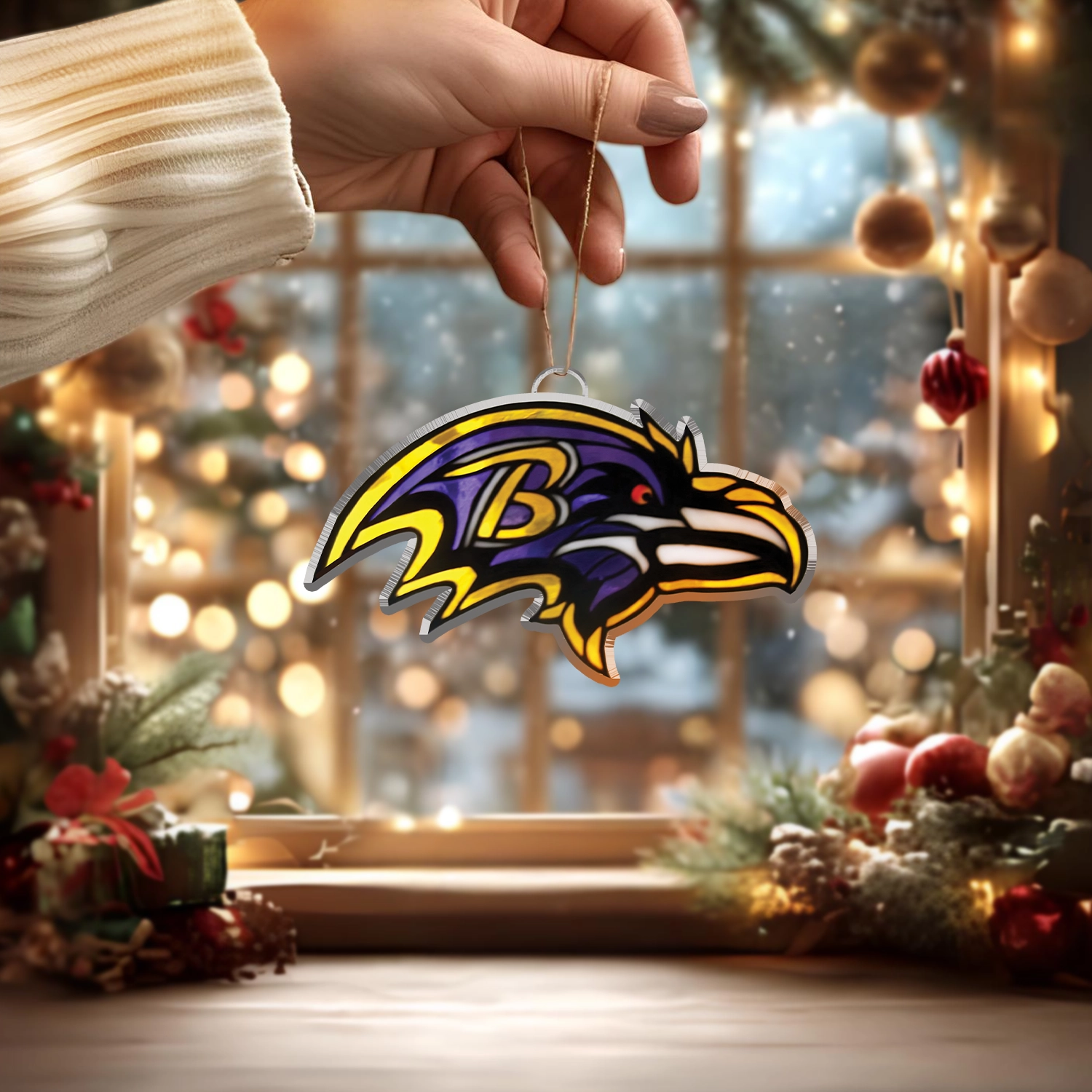 Sportswearmerch Baltimore Ravens NFL x Christmas Acrylic Ornament Gift For Fans