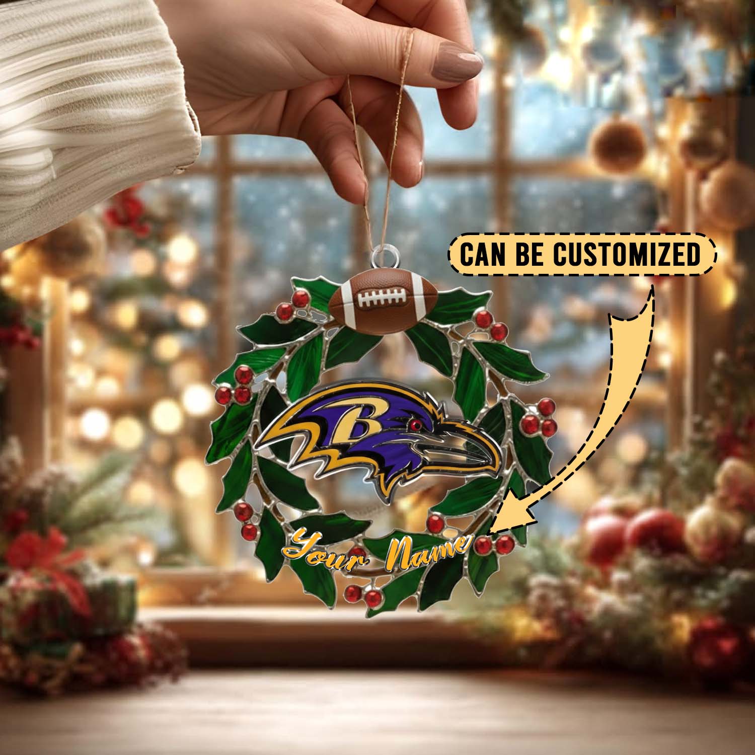 Sportswearmerch Baltimore Ravens NFL x Christmas Acrylic Ornament Gift For Fans
