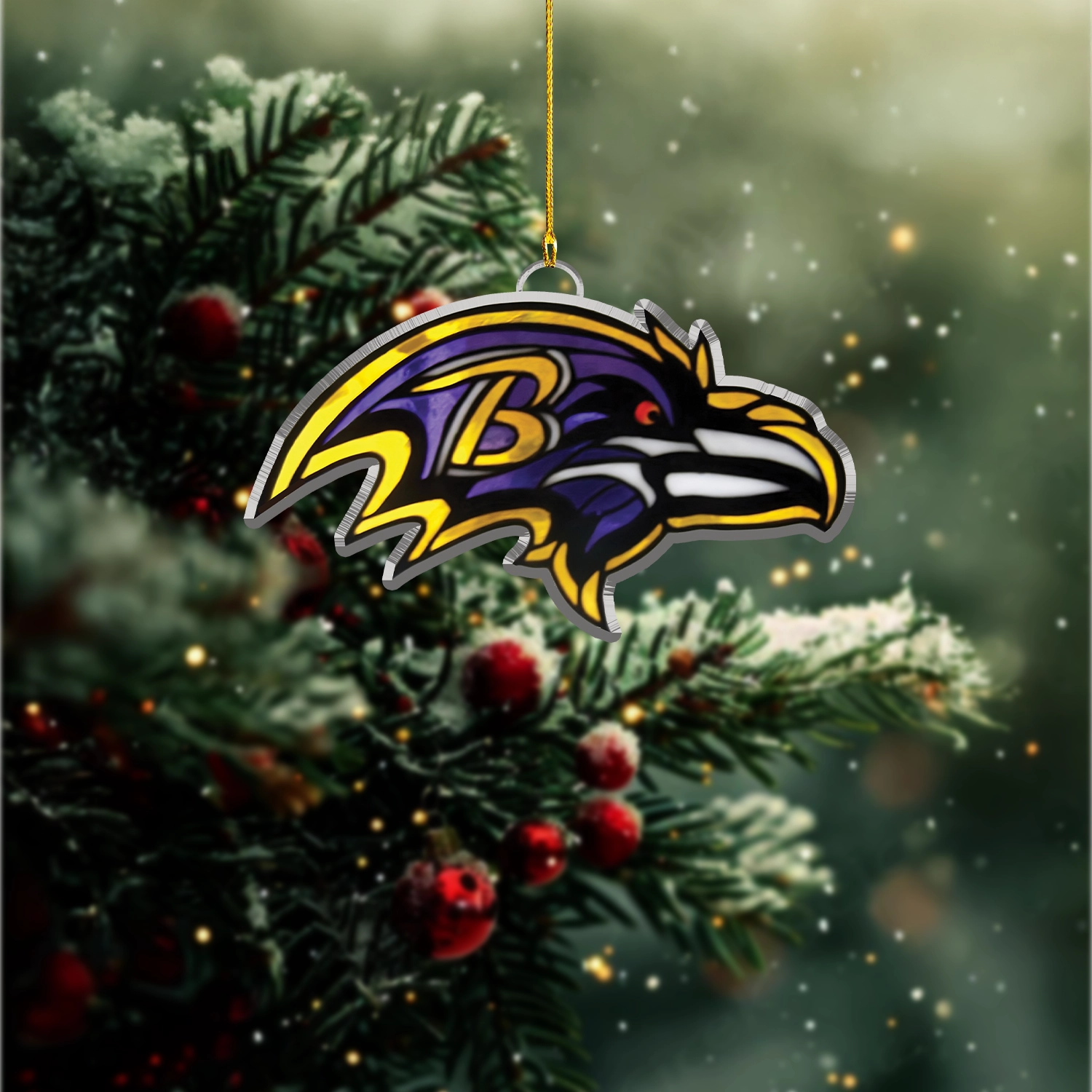 Sportswearmerch Baltimore Ravens NFL x Christmas Acrylic Ornament Gift For Fans