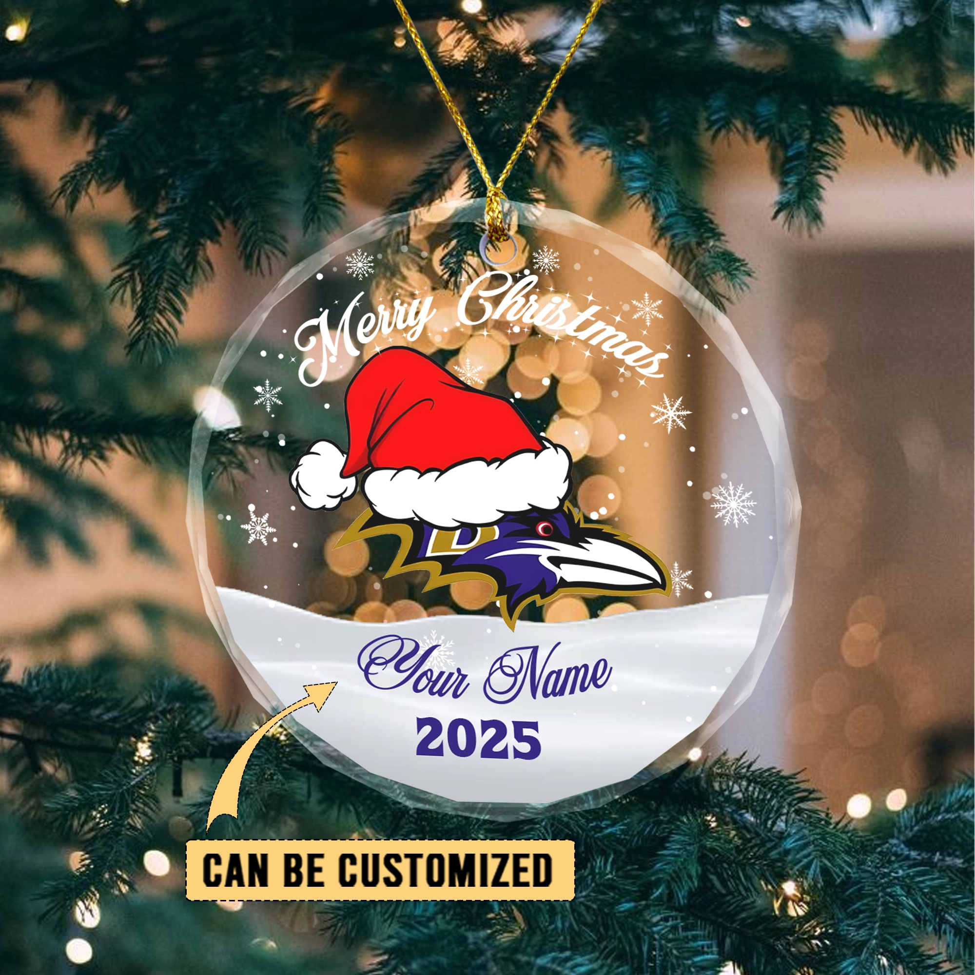 Sportswearmerch Baltimore Ravens NFL x Christmas Glass Ornament Gift For Fan