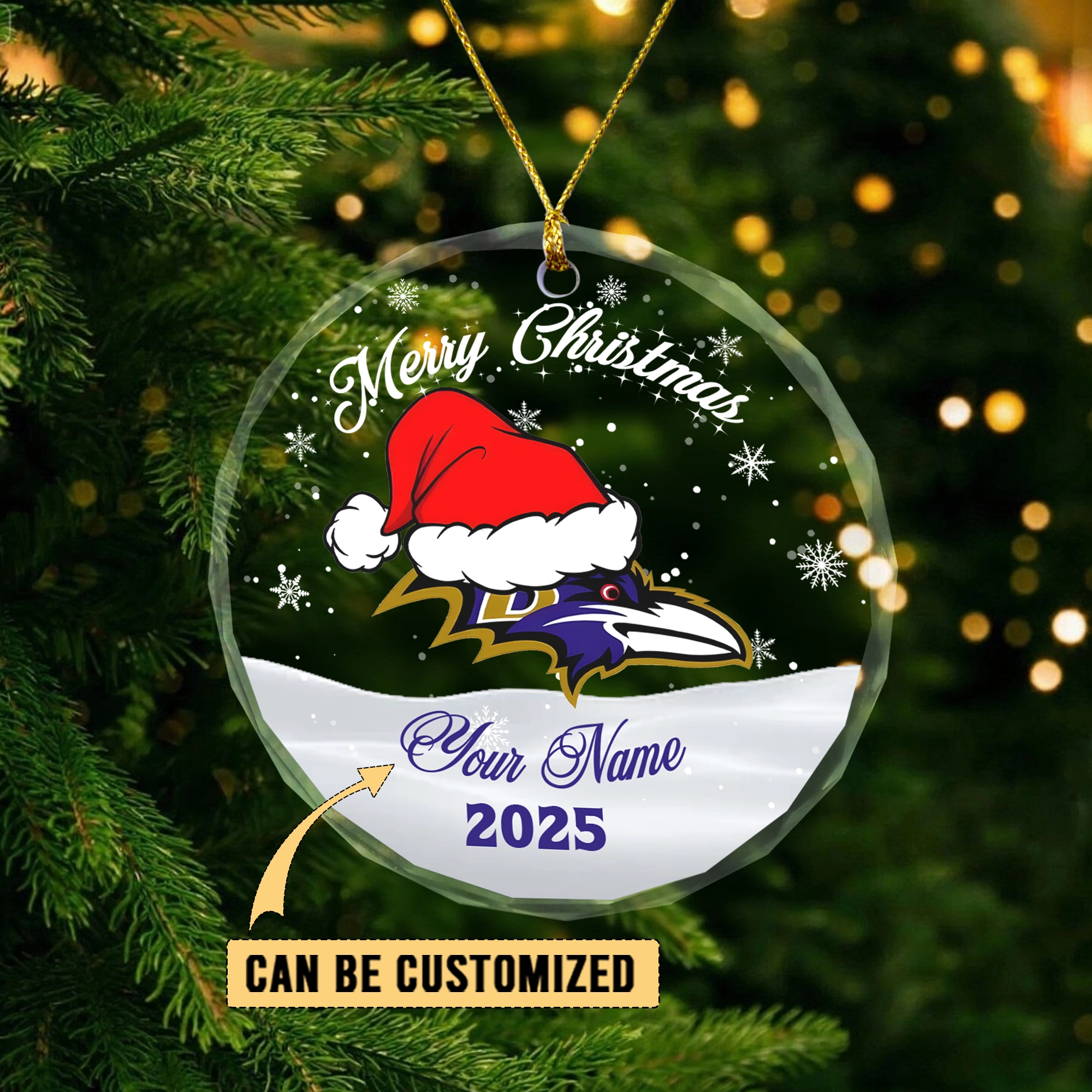 Sportswearmerch Baltimore Ravens NFL x Christmas Glass Ornament Gift For Fan