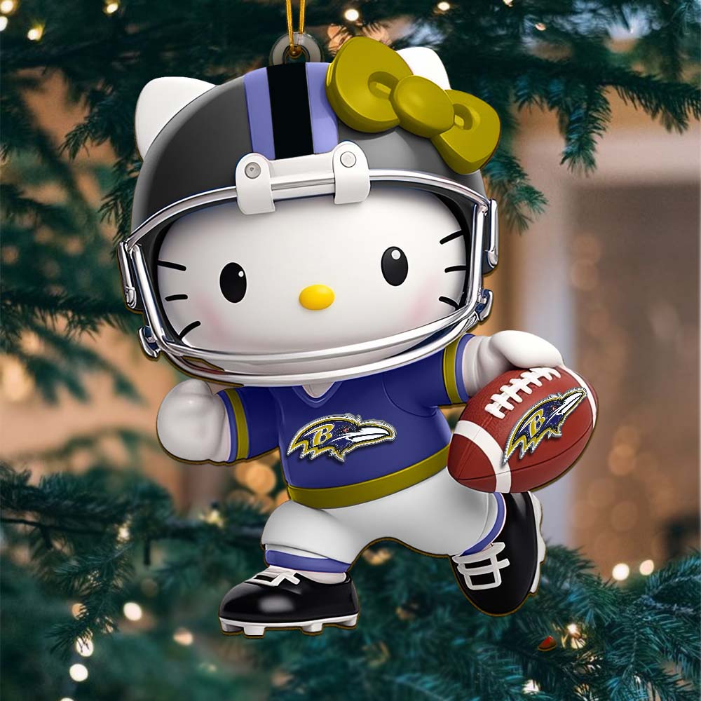 Sportswearmerch Baltimore Ravens NFL x Hello Kitty Personalized Acrylic Ornament Gift For Fans