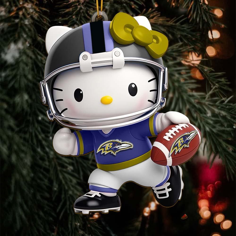 Sportswearmerch Baltimore Ravens NFL x Hello Kitty Personalized Acrylic Ornament Gift For Fans