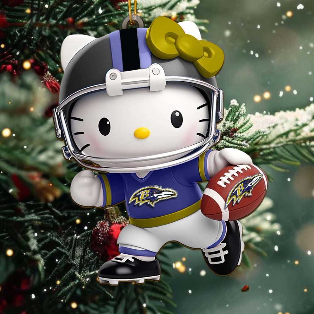 Sportswearmerch Baltimore Ravens NFL x Hello Kitty Personalized Acrylic Ornament Gift For Fans