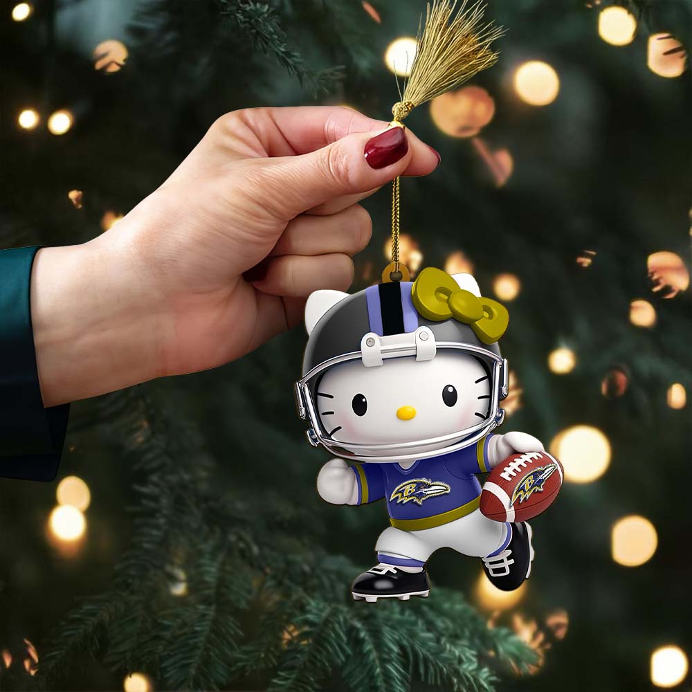 Sportswearmerch Baltimore Ravens NFL x Hello Kitty Personalized Acrylic Ornament Gift For Fans