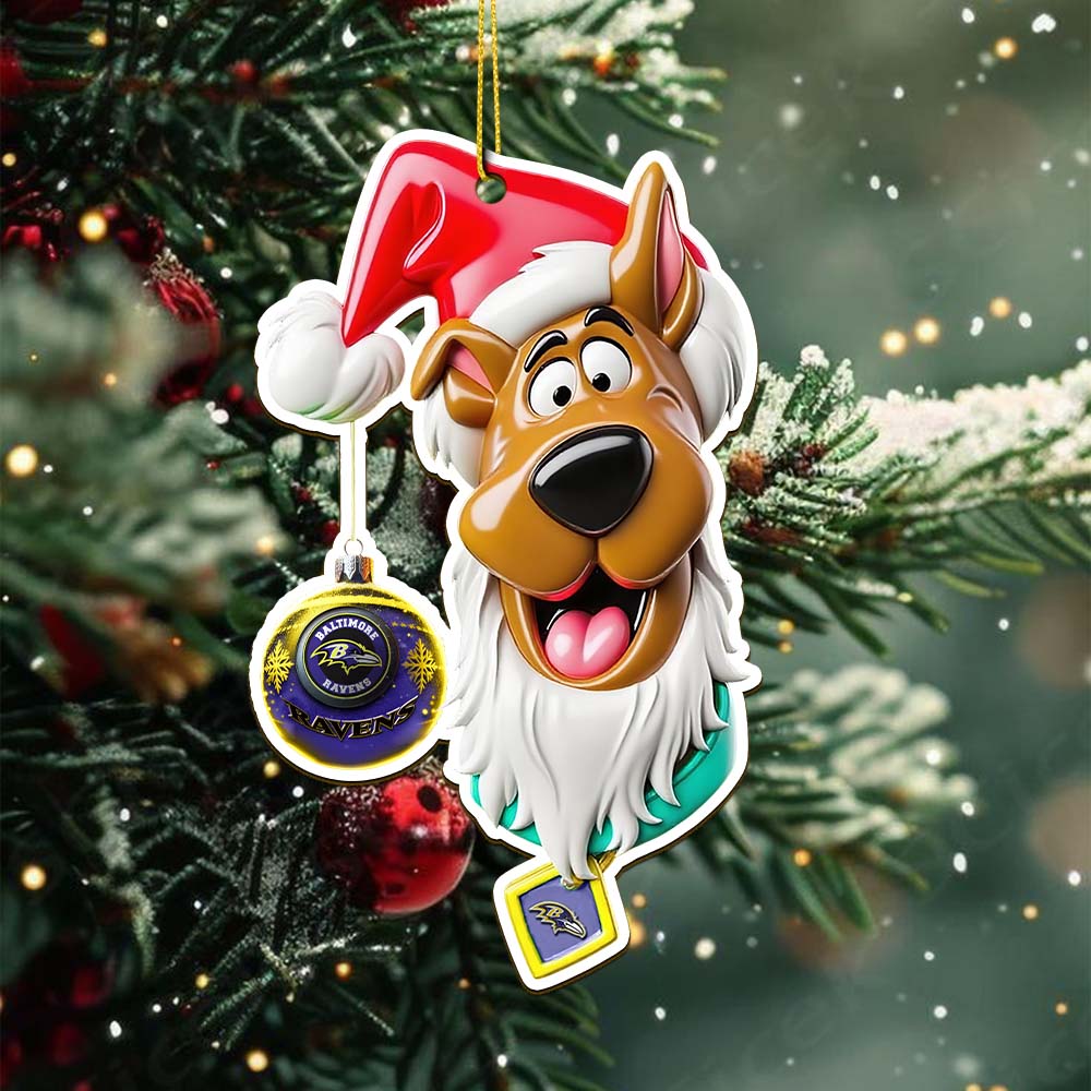 Sportswearmerch Baltimore Ravens NFL x Scooby doo x Christmas Acrylic Ornament Gift For Fan