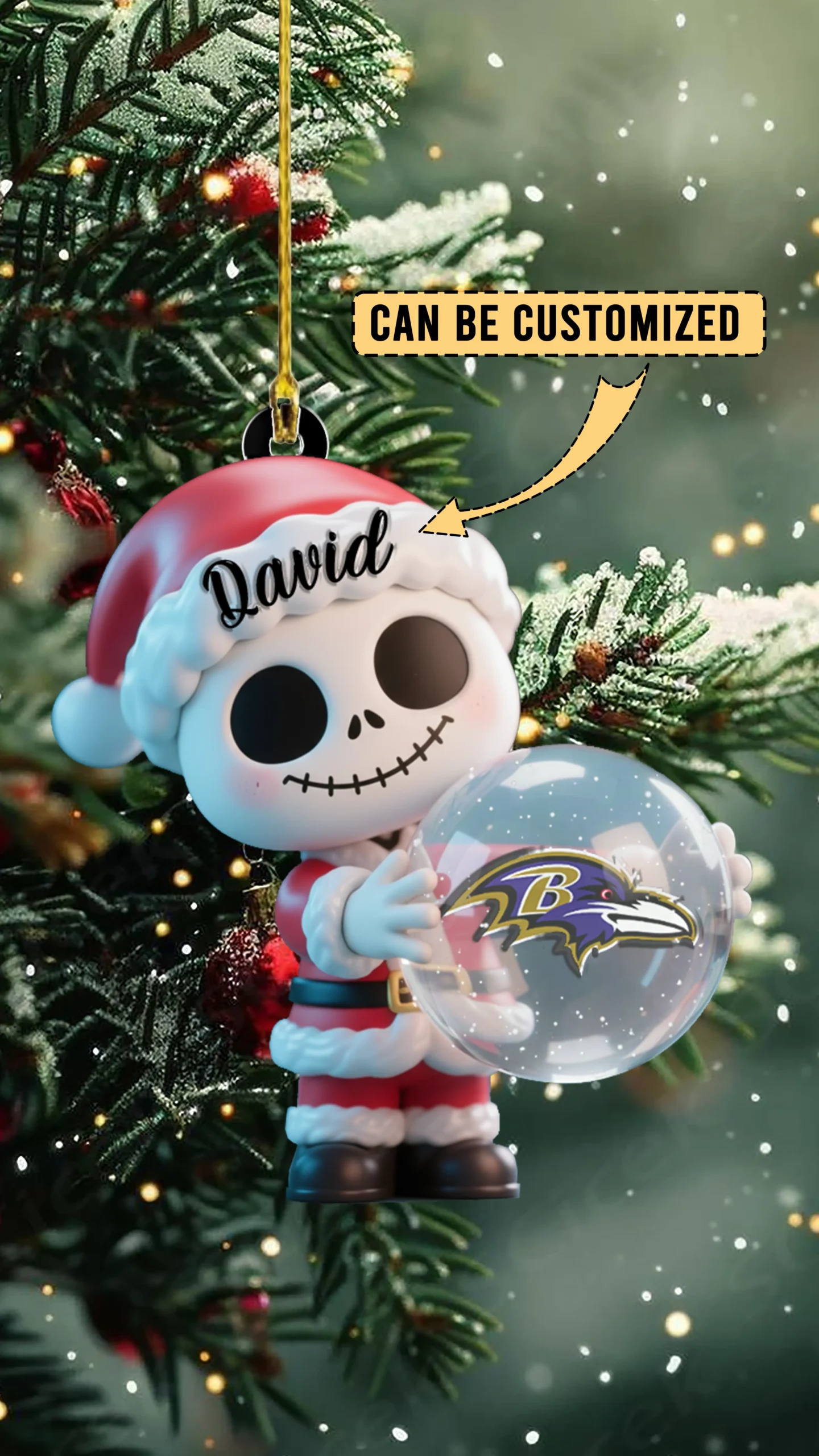 Sportswearmerch Baltimore Ravens NFL x The Nightmare Before Christmas Acrylic Ornament Gift For Fans