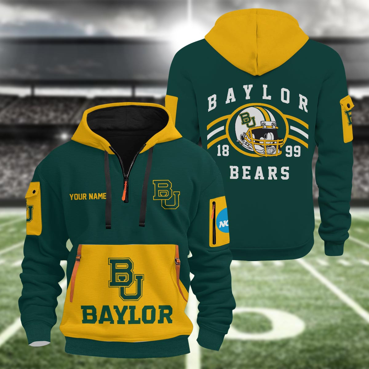 Sportswearmerch Baylor Bears NCAA Half Zip Hoodie Personalized For Fan