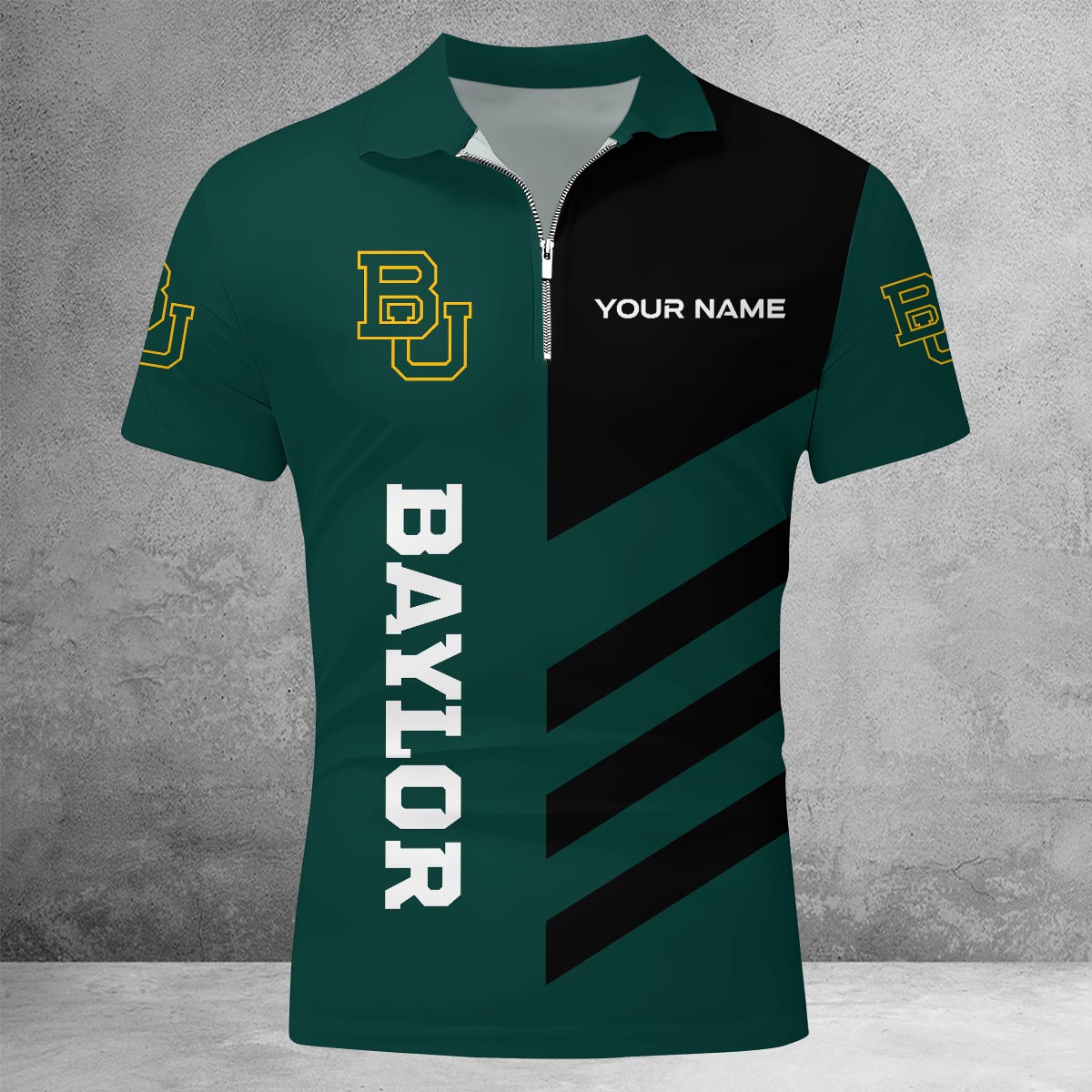 Sportswearmerch Baylor Bears NCAA Lapel Zip Polo Shirt For Fan
