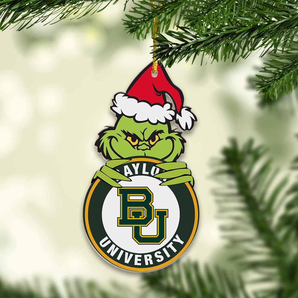 Sportswearmerch Baylor Bears NCAA x Grinch Christmas Acrylic Ornament For Fans