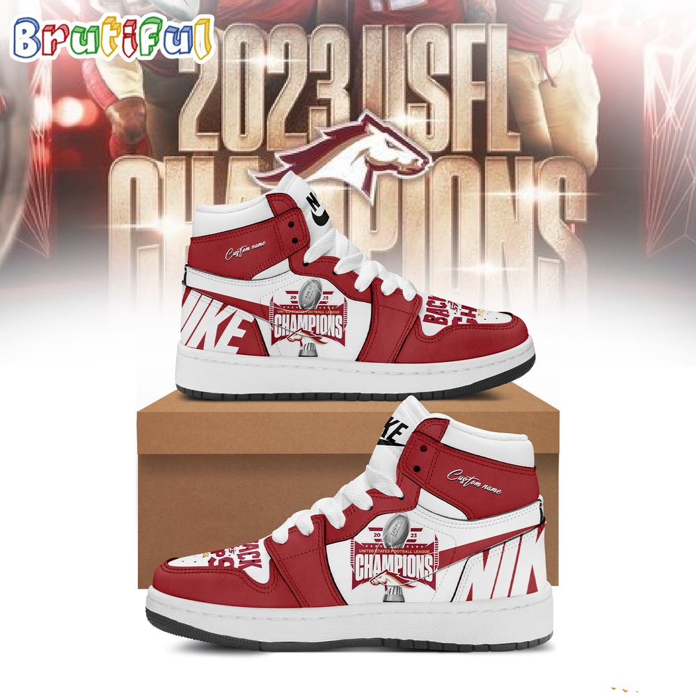 Sportswearmerch Birmingham Stallions 2024 USFL Champions AJ1 High Sneakers Shoes For Men And Women