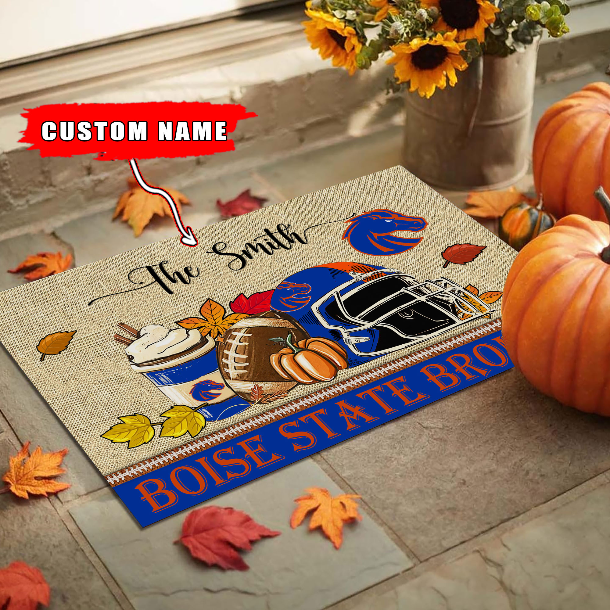 Sportswearmerch Boise State Broncos NCAA Fall Football Custom Doormat For Fan