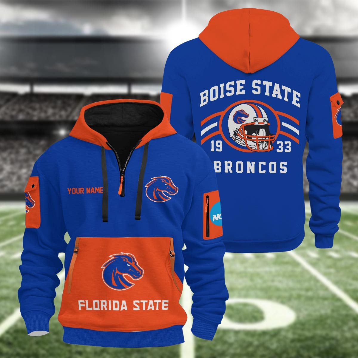 Sportswearmerch Boise State Broncos NCAA Half Zip Hoodie Personalized For Fan