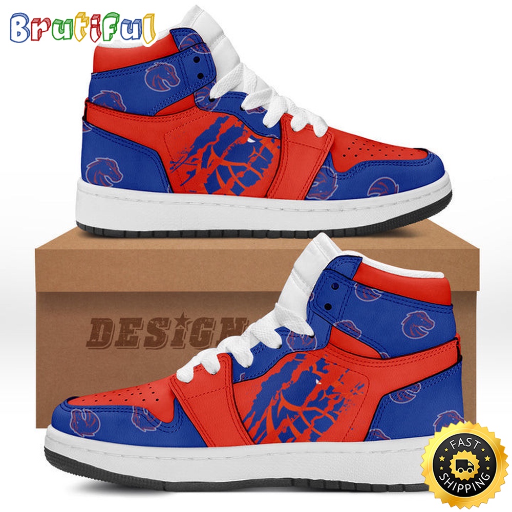Sportswearmerch Boise State Broncos NCAA Scratch AJ1 High Sneakers Shoes For Men And Women