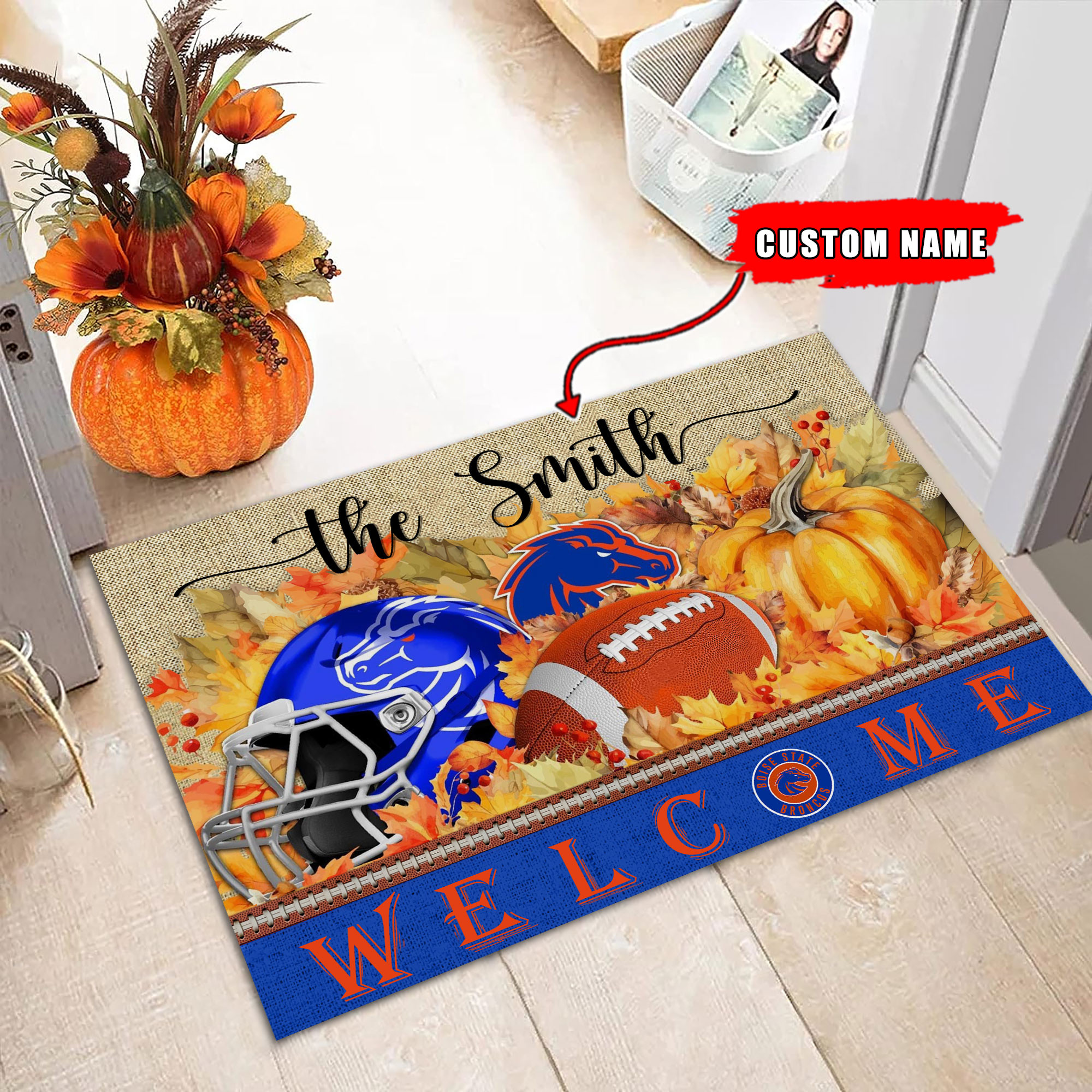 Sportswearmerch Boise State Broncos NCAA Welcome Fall Football Doormat For Fan