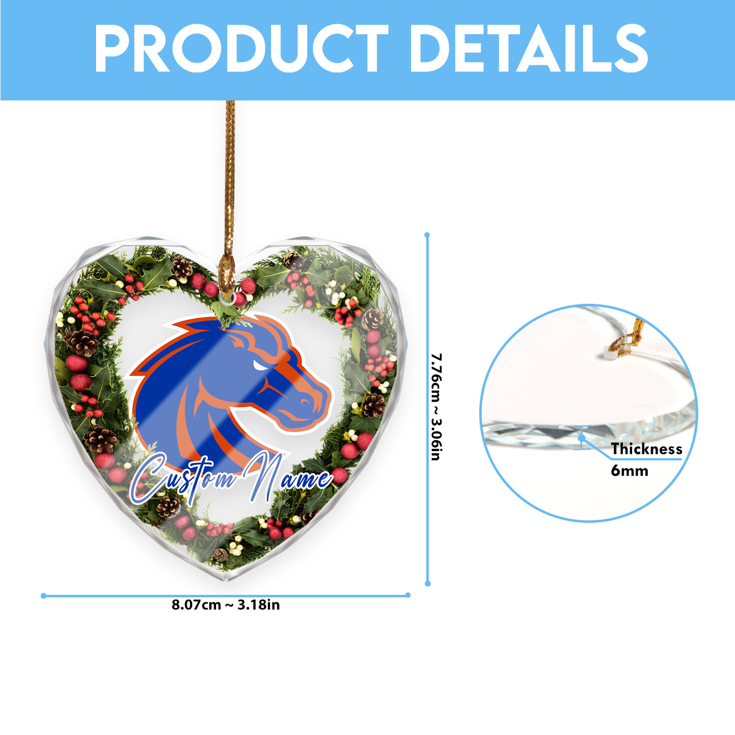 Sportswearmerch Boise State Broncos NCAA x Christmas Glass Ornament Gift For Fans