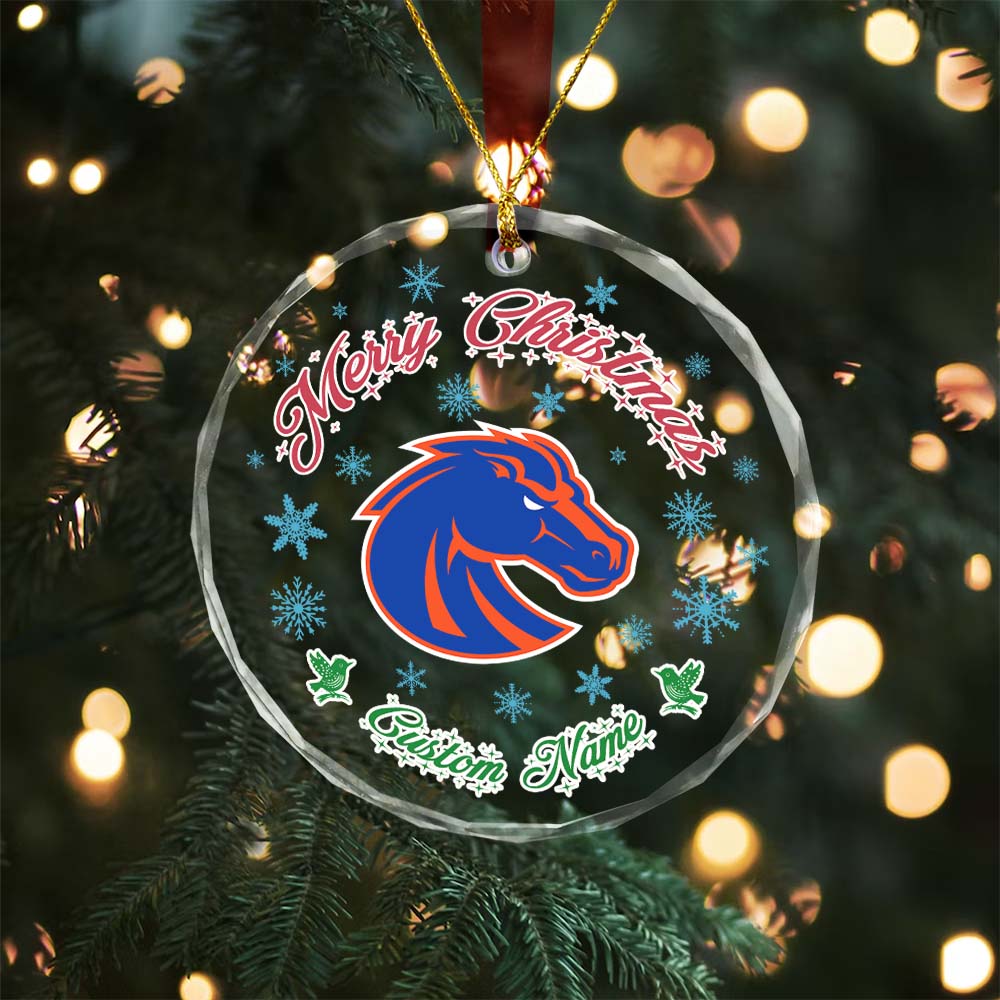 Sportswearmerch Boise State Broncos NCAA x Christmas Glass Ornament Gift For Fans