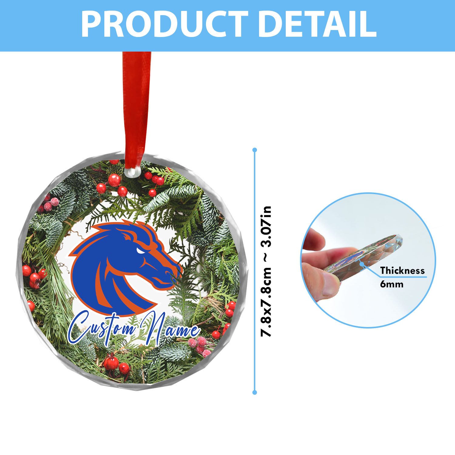 Sportswearmerch Boise State Broncos NCAA x Christmas Glass Ornament Gift For Fans