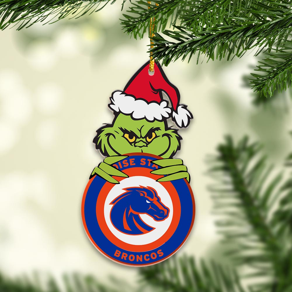 Sportswearmerch Boise State Broncos NCAA x Grinch Christmas Acrylic Ornament For Fans