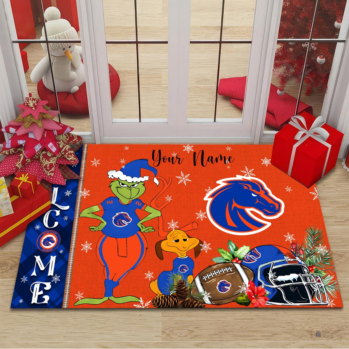 Sportswearmerch Boise State Broncos NCAA x Grinch Christmas Welcome Football Doormat For Fan