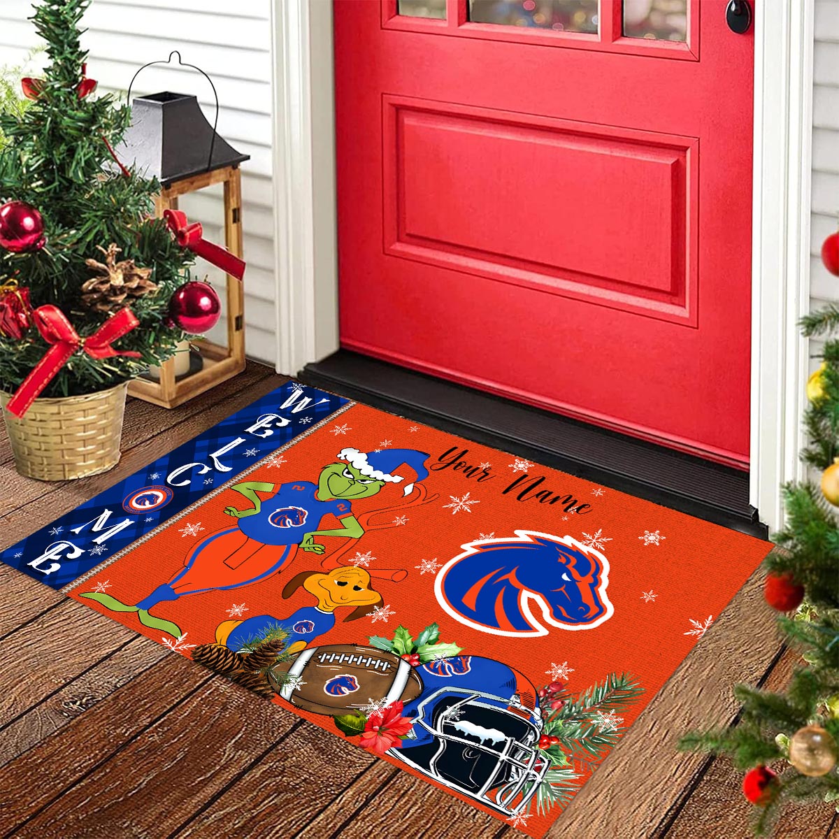 Sportswearmerch Boise State Broncos NCAA x Grinch Christmas Welcome Football Doormat For Fan