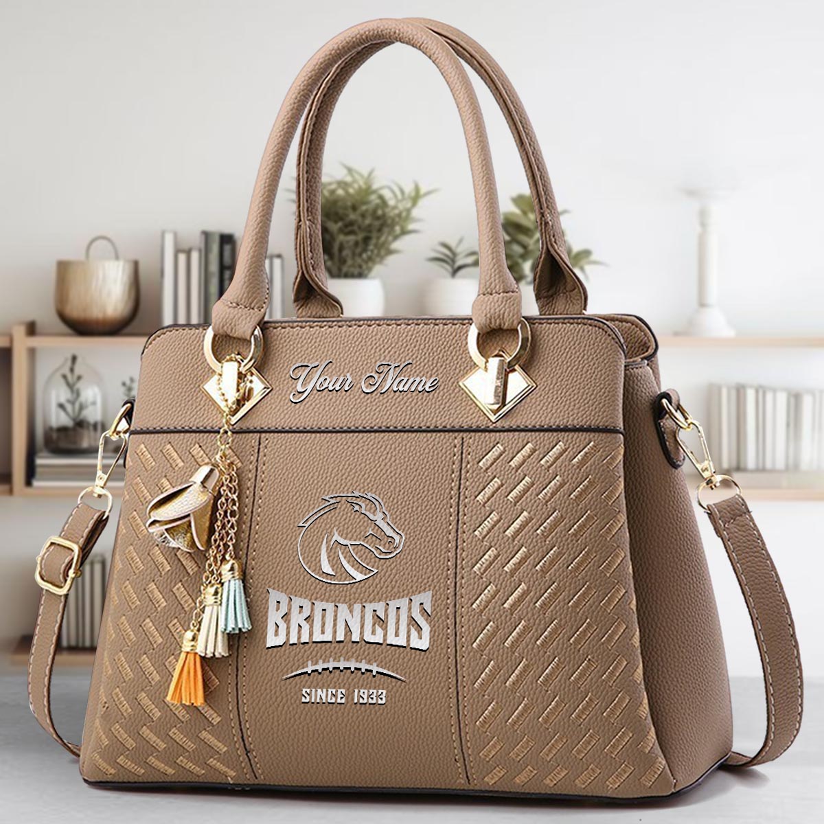 Sportswearmerch Boise State Broncos NCAA Zip Leather Handbag For Fan