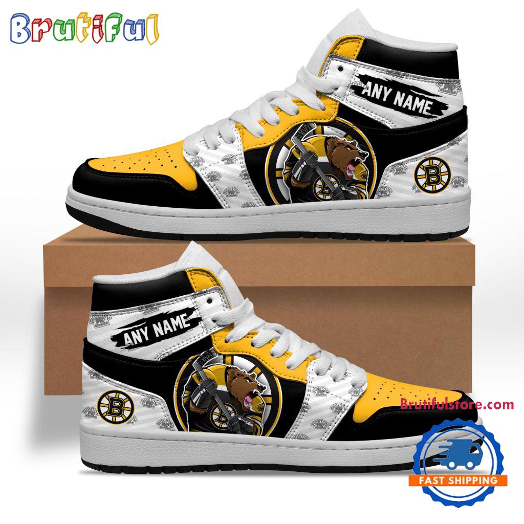 Sportswearmerch Boston Bruins NHL AJ1 High Sneakers Shoes For Men And Women