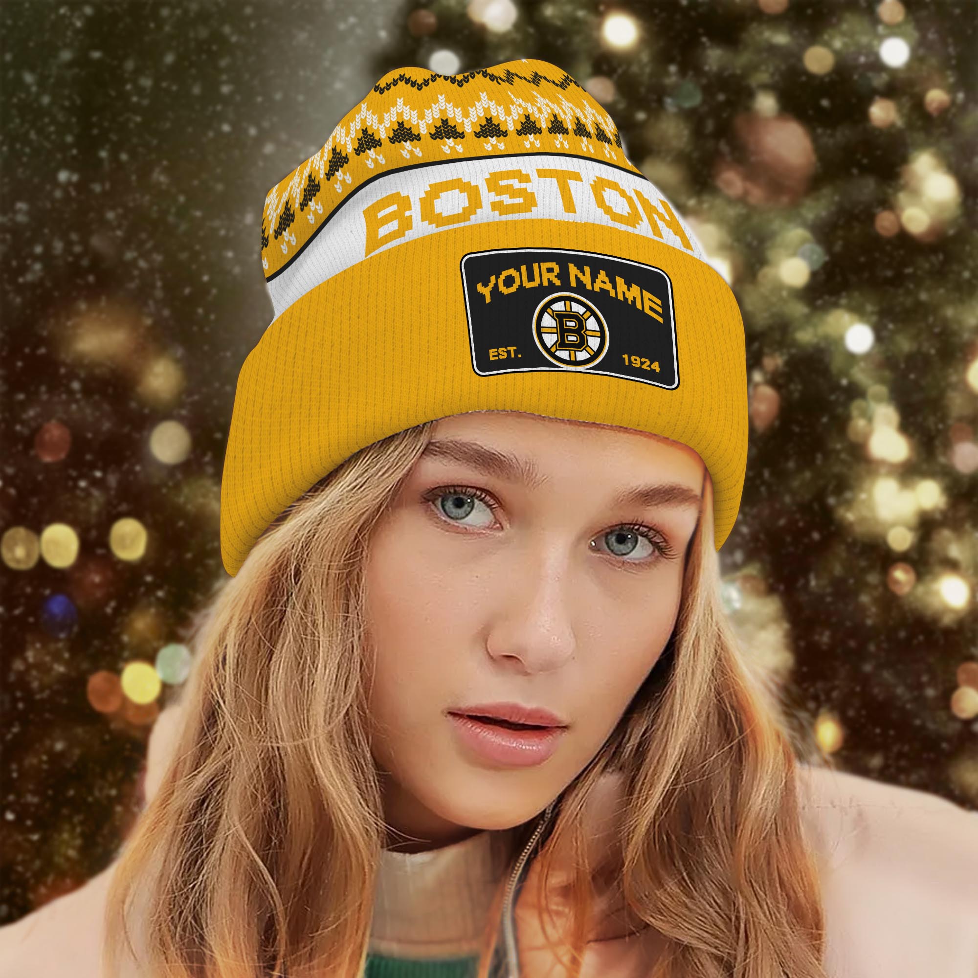 Sportswearmerch Boston Bruins NHL Christmas Beanie Hat For Fan