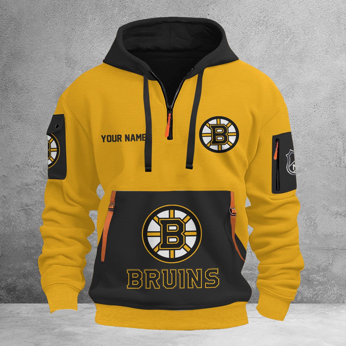 Sportswearmerch Boston Bruins NHL Half Zip Hoodie Personalized For Fan