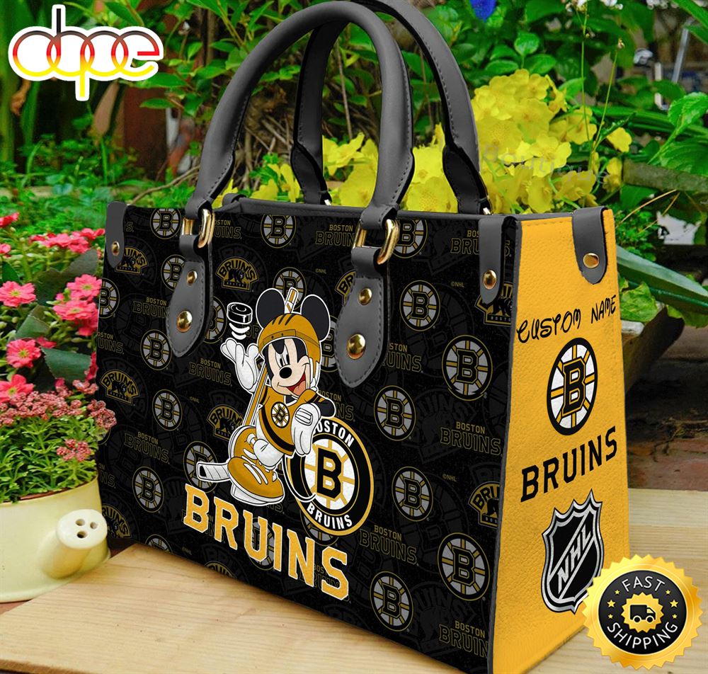 Sportswearmerch Boston Bruins NHL x Mickey Women Leather Hand Bag For Fan