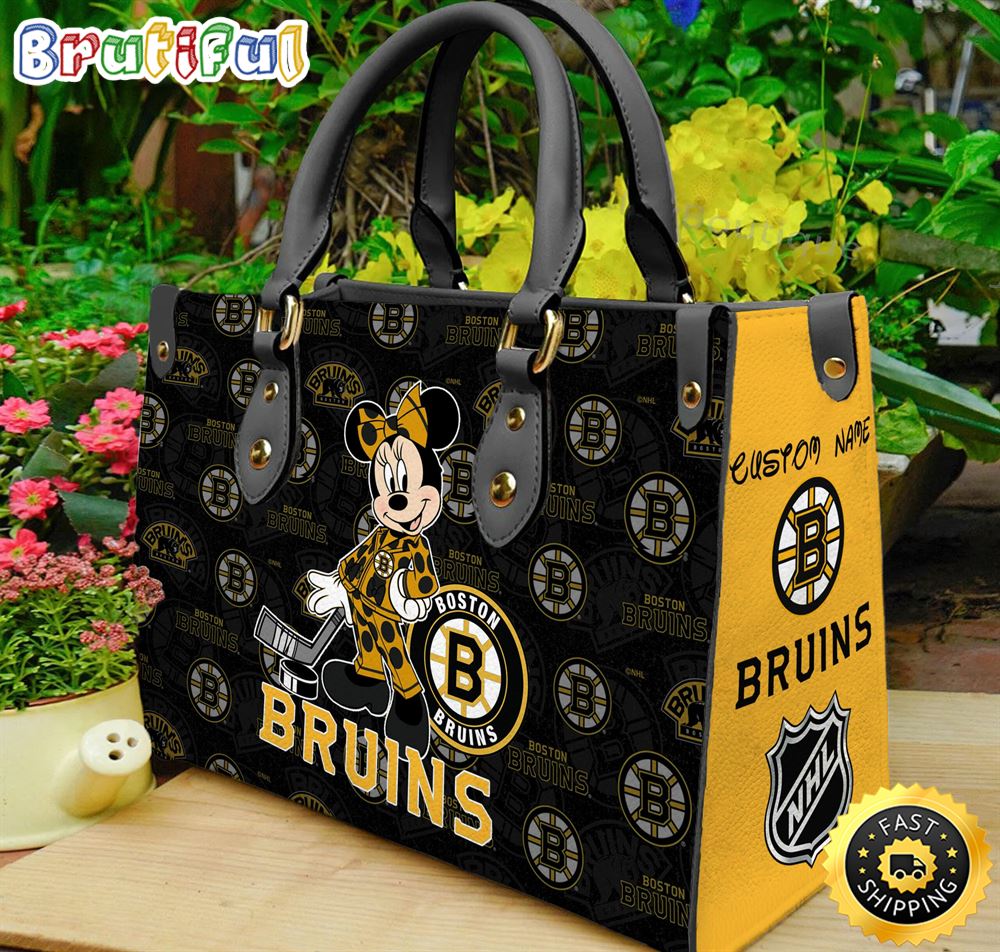 Sportswearmerch Boston Bruins NHL x Minnie Leather Handbag For Fan