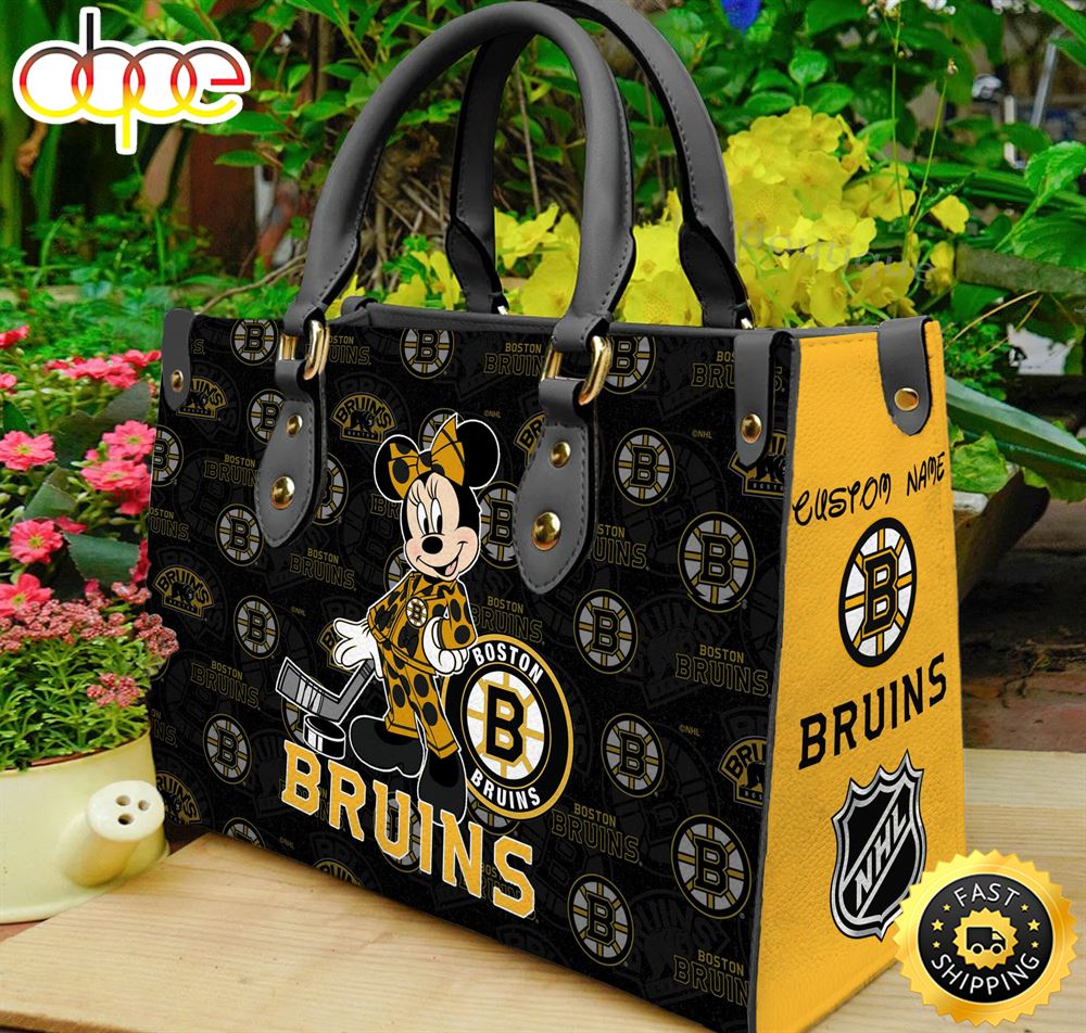 Sportswearmerch Boston Bruins NHL x Minnie Women Leather Hand Bag For Fan