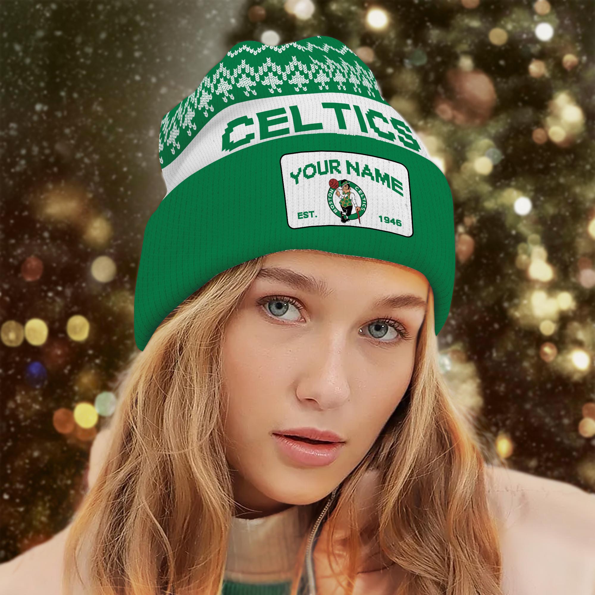 Sportswearmerch Boston Celtics NBA Christmas Beanie Hat For Fan
