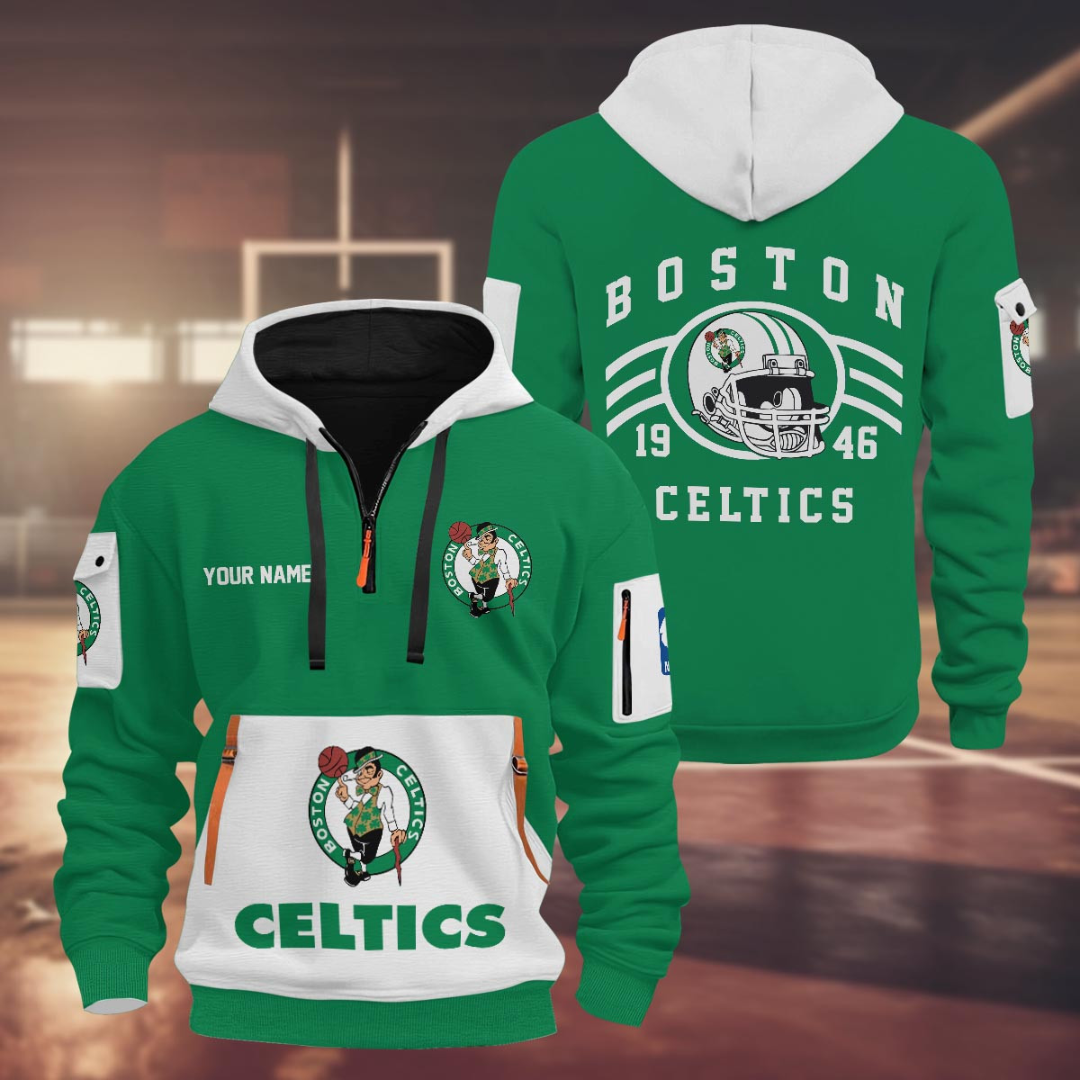 Sportswearmerch Boston Celtics NBA Half Zip Hoodie Personalized For Fan