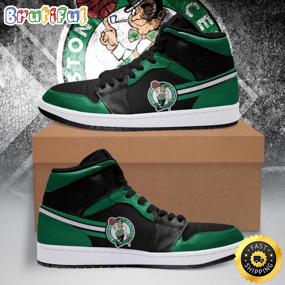 Sportswearmerch Boston Celtics NBA Timeless Jordan 1 Kicks AJ1 High Sneakers Shoes For Men And Women