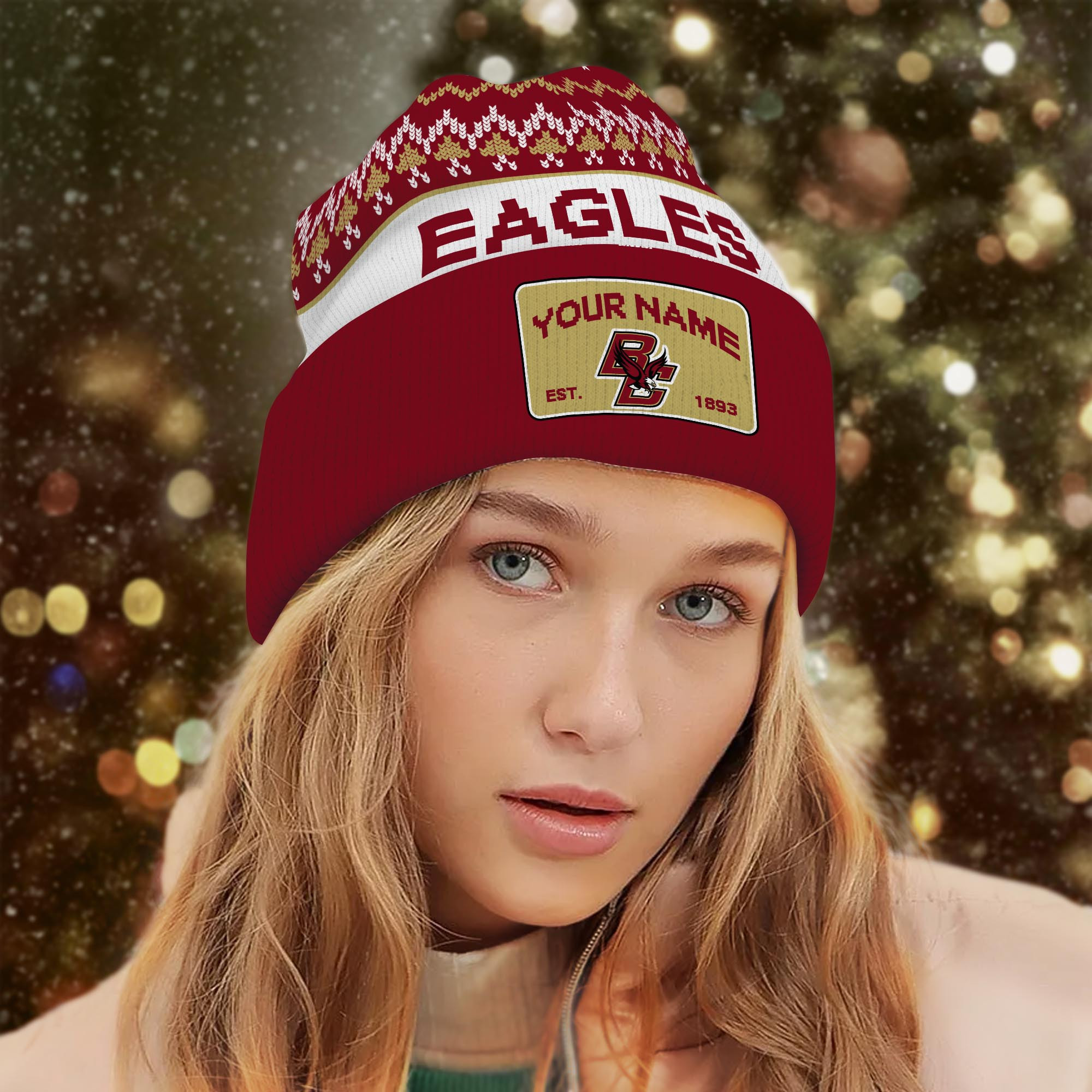 Sportswearmerch Boston College Eagles NCAA Christmas Beanie Hat For Fan