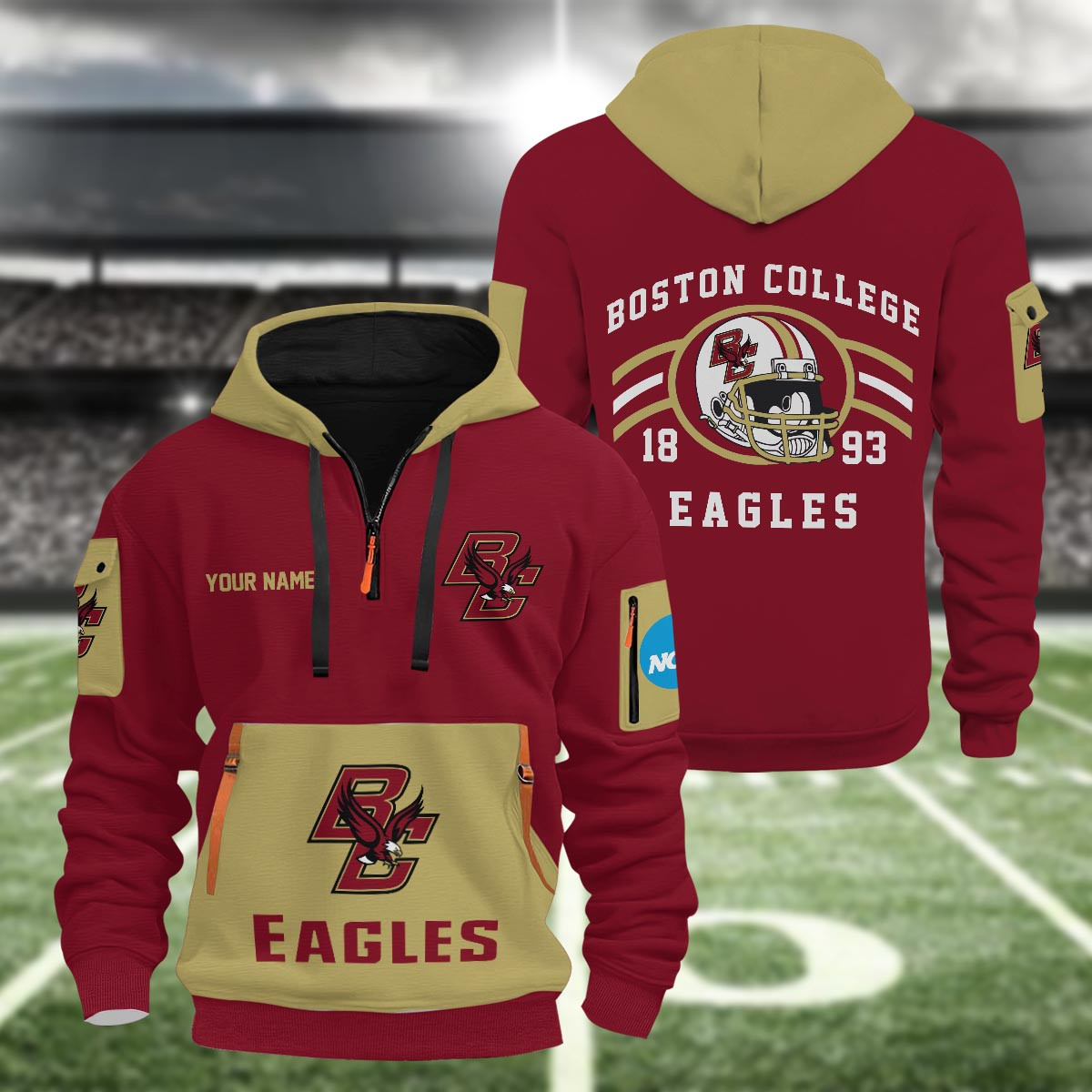 Sportswearmerch Boston College Eagles NCAA Half Zip Hoodie Personalized For Fan