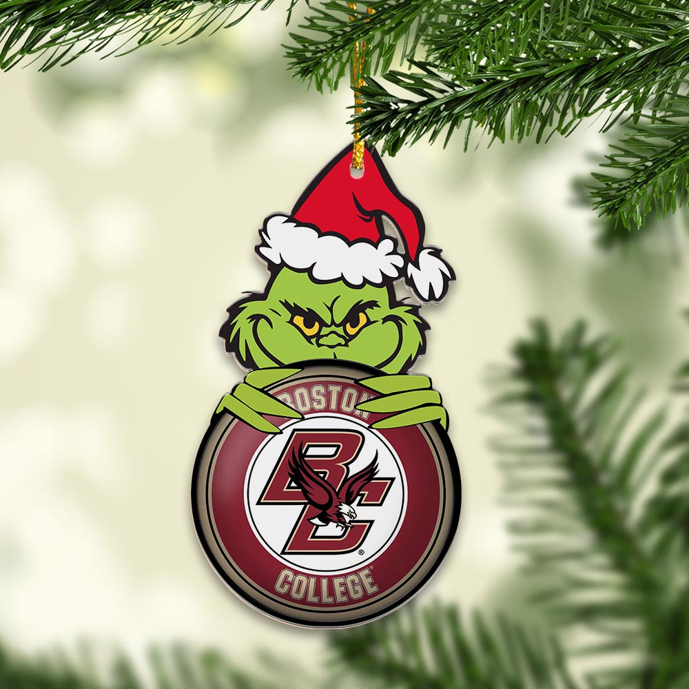 Sportswearmerch Boston College Eagles NCAA x Grinch Christmas Acrylic Ornament For Fans
