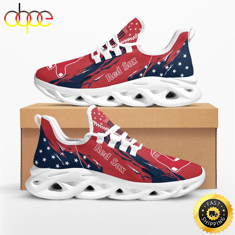 Sportswearmerch Boston Red Sox MLB Stars and Stripes Max Soul Shoes Sneakers For Men And Women