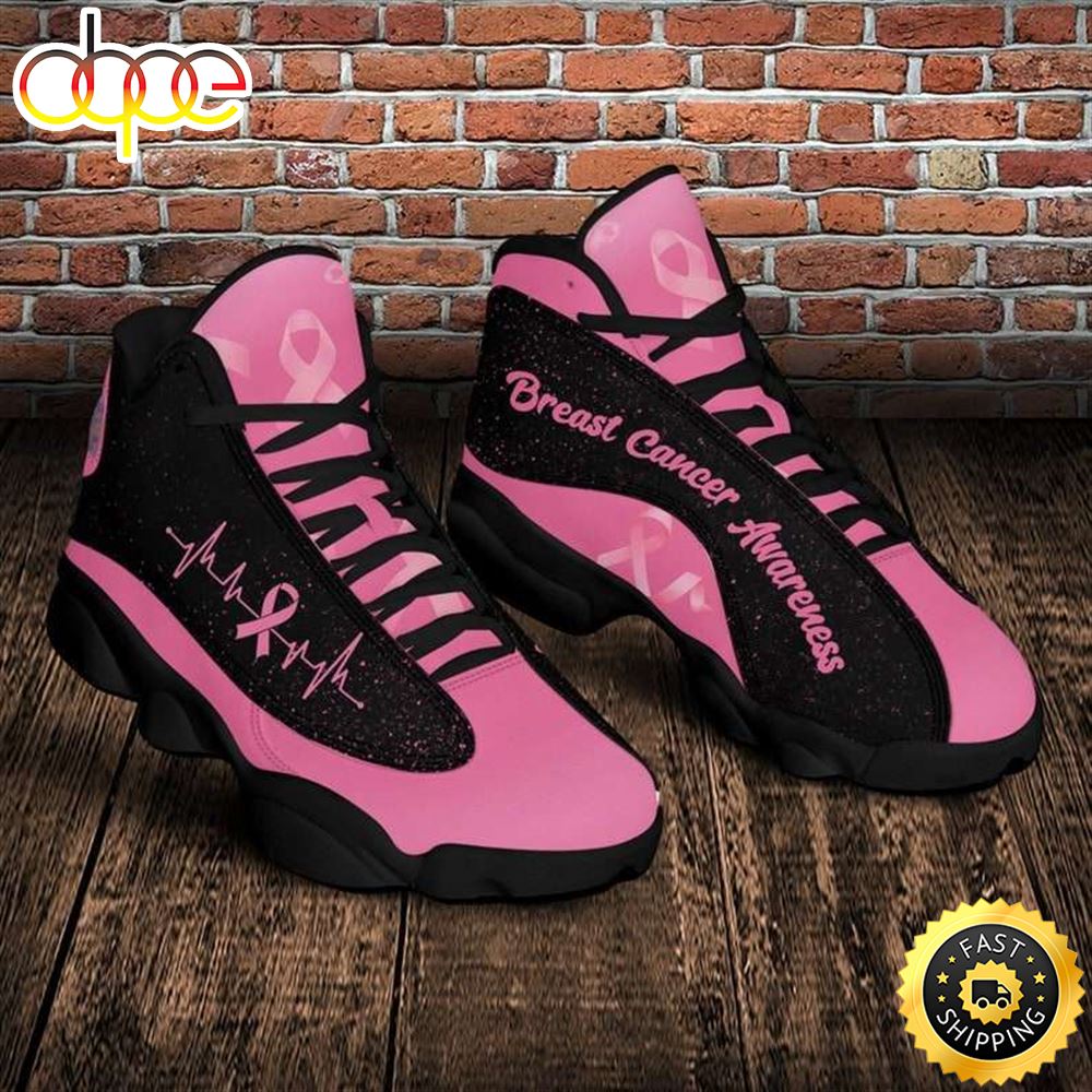Sportswearmerch Breast Cancer Awareness Cancer Fight Pink Ribbon AJ13 Sneakers Shoes For Men And Women