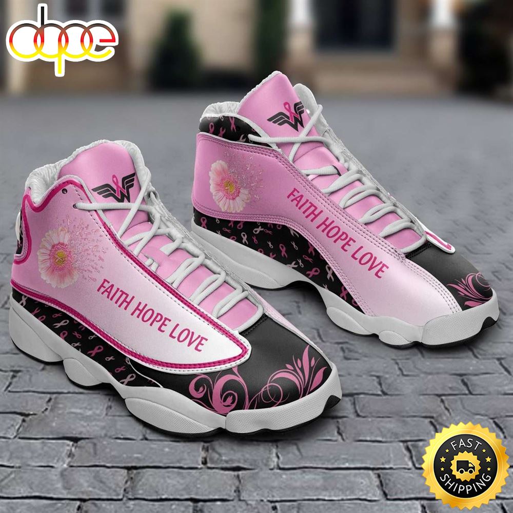 Sportswearmerch Breast Cancer Awareness Daisy Flower Faith Hope Love AJ13 Sneakers Shoes For Men And Women