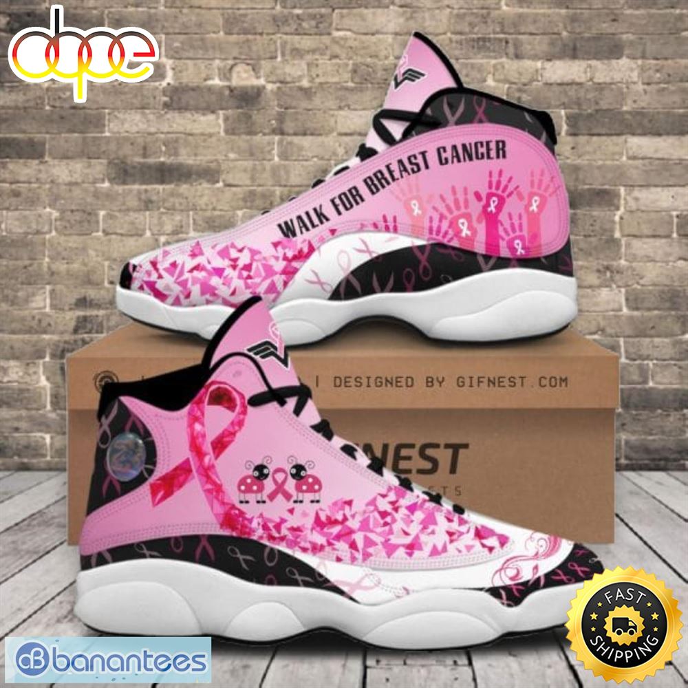 Sportswearmerch Breast Cancer Awareness Handprint AJ13 Sneakers Shoes For Men And Women