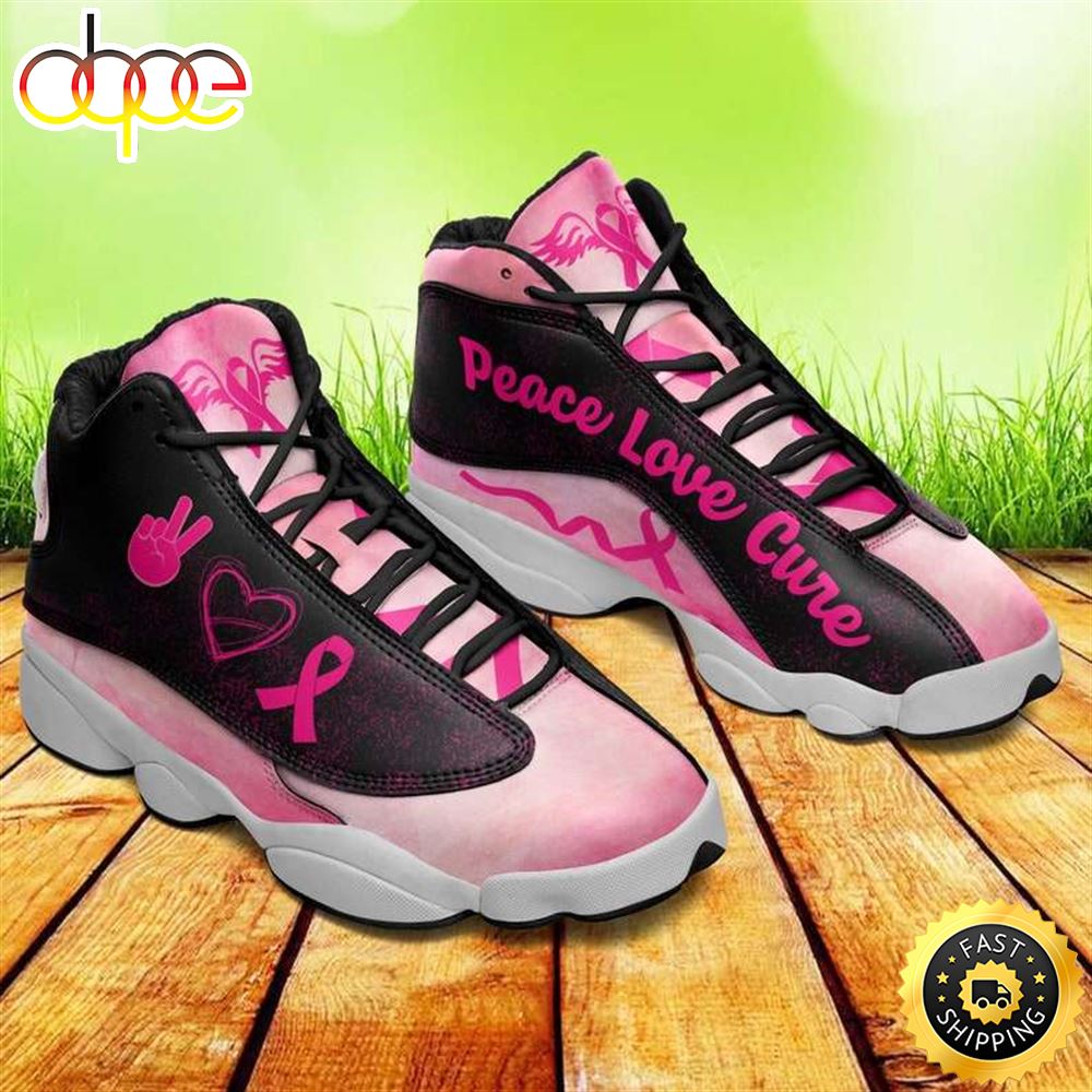 Sportswearmerch Breast Cancer Awareness Pink Ribbon AJ13 Sneakers Shoes For Men And Women