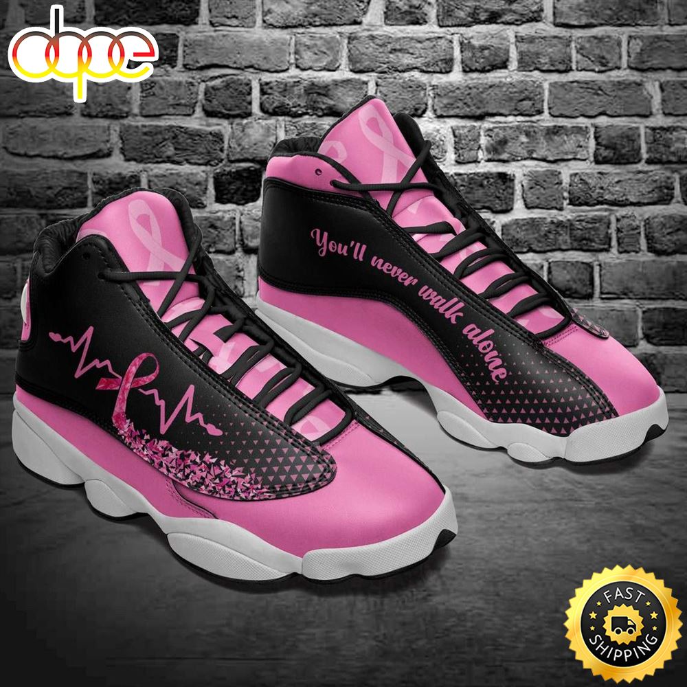 Sportswearmerch Breast Cancer Awareness Pink Ribbon AJ13 Sneakers Shoes For Men And Women