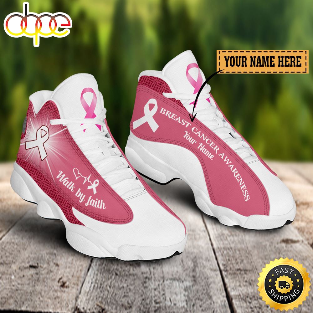 Sportswearmerch Breast Cancer Awareness Walk By Faith AJ13 Sneakers Shoes For Men And Women