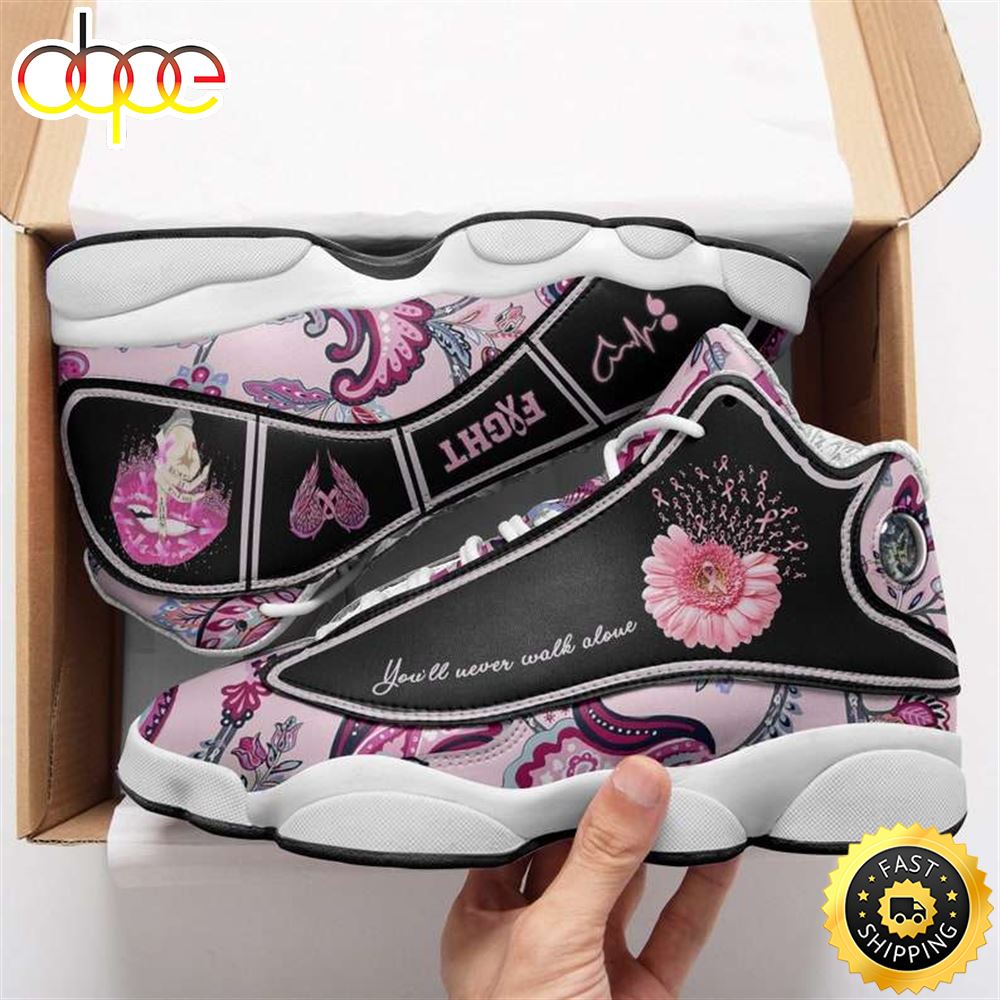 Sportswearmerch Breast Cancer Awareness You'll Never Walk Alone AJ13 Sneakers Shoes For Men And Women