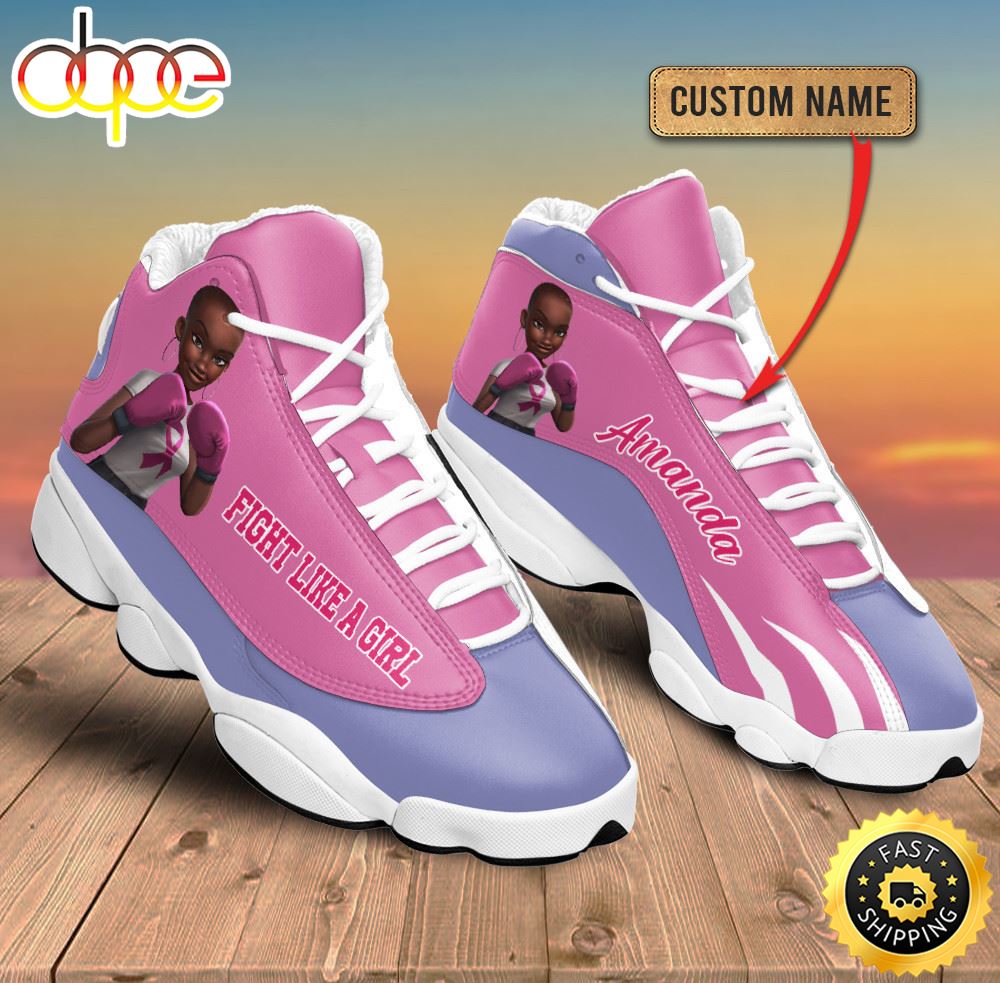 Sportswearmerch Breast Cancer Fight Like A Girl Purple AJ13 Sneakers Shoes For Men And Women