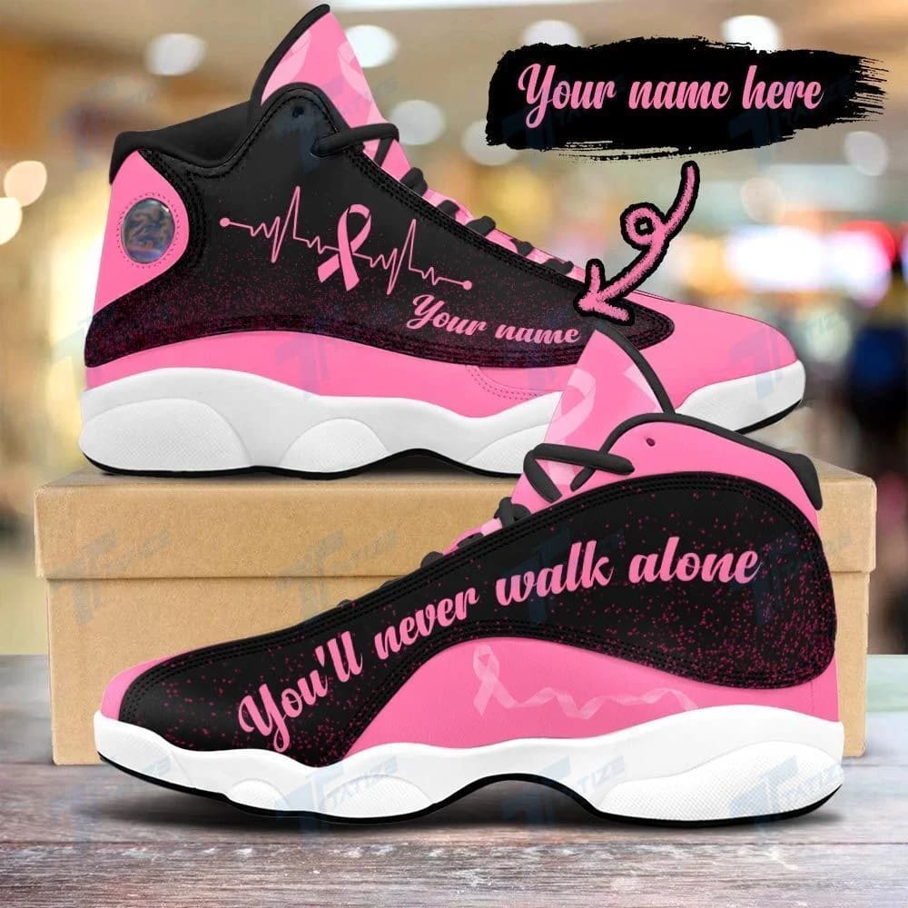 Sportswearmerch Breast Cancer Never Walk Alone AJ13 Sneakers Shoes For Men And Women