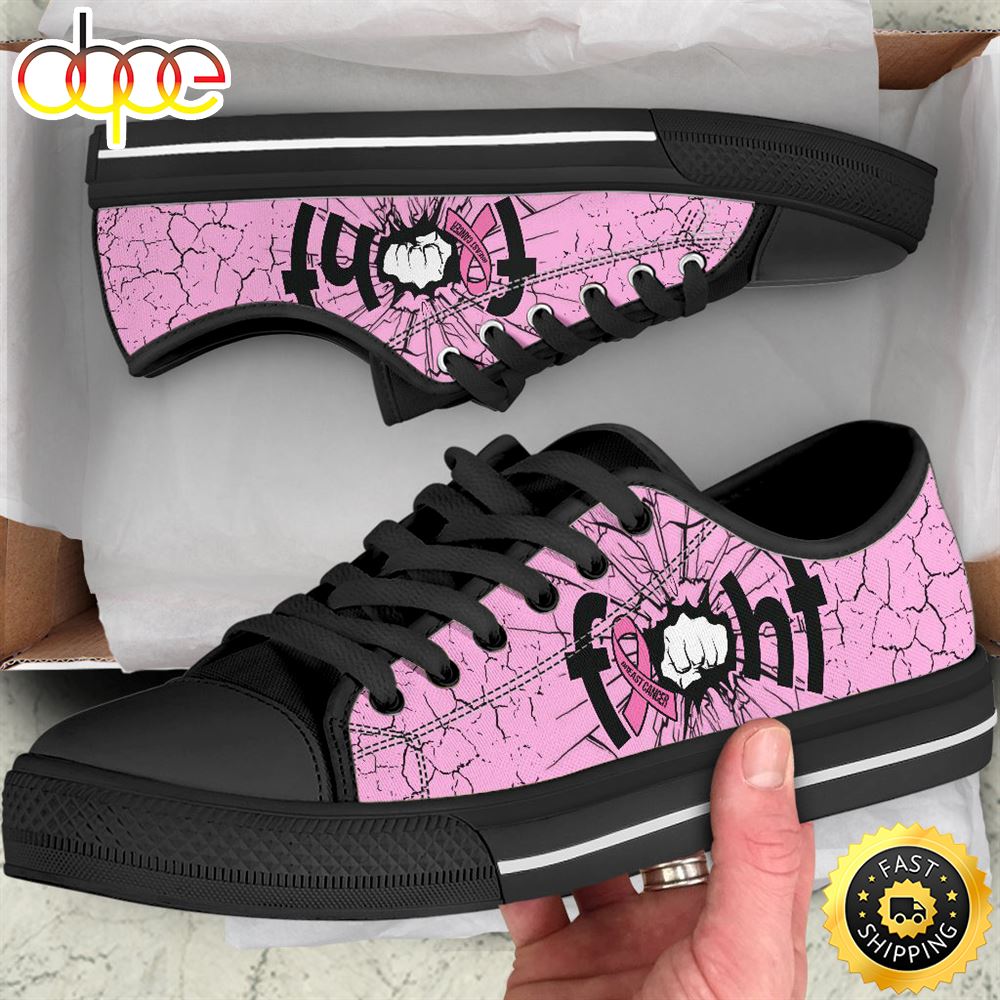 Sportswearmerch Breast Cancer Shoes Fight Low Top Canvas Sneakers Shoes For Men And Women